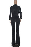 Black Wholesale Velvet Long Sleeve Lapel Neck Suits Coat Flare Pants Sets TRS1182-1
