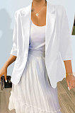 YellowPure And Fresh Newest Linen Three Quarter Sleeve Lapel Neck Cardigan Suits Coat QY5085-2