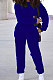 Royal Blue Simple Sport Loose Long Sleeve Round Neck Pocket Jumper Long Pants Solid Color Sets SM9206-1