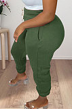 Brown Women Solid Color Thick Mid Waist Loose Pants PH13255-5