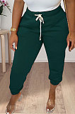 Green Women Solid Color Thick Mid Waist Loose Pants PH13255-1
