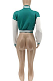 Green Euramerican Women Autumn Winter Printing Long Sleeve Cradigan Fashion Casual Short Jacket WSY5891-10
