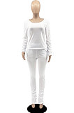 Khaki Botton Blend Pure Color Long Sleeve V Neck T-Shirts Pencil Pants Slim Fitting Ruffle Sets DR88124-5