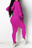 Rose Red Casual Newest Long Sleeve Zip Front Hoodie Pencil Pants Sport Sets DR88126-1