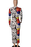 Leopard Women Printing Mesh Spaghetti Long Sleeve Round Collar Long Dress  RB3203-3