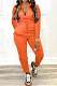 Orange Women Pure Color Pocket Zipper Casual Jumpsuit RB3208-6