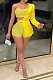 Yellow Sexy Bodycon Strapless Hot Drilling Three Pieces Shorts Sets K2105-3