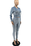 Brown Wholesale Women Velvet Long Sleeve Zip Front Hoodie Pencil Pants Slim Fitting Sport Sets YYF8250-1