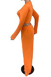 Orange Women Fashion Long Sleeve Printing Tight Pants Sets BYL68000