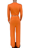 Orange Women Fashion Long Sleeve Printing Tight Pants Sets BYL68000