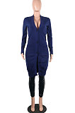 Navy Blue Green Fashion Wholesale Long Sleeve Single-Breasted Sweater Cardigan  Coat SY8827-3