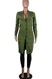 Navy Blue Green Fashion Wholesale Long Sleeve Single-Breasted Sweater Cardigan  Coat SY8827-3