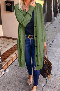 Army Green Fashion Wholesale Long Sleeve Single-Breasted Sweater Cardigan  Coat SY8827-1