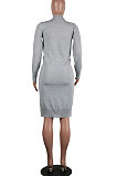 Grey Fashion Wholesale Long Sleeve Single-Breasted Sweater Cardigan  Coat SY8827-2
