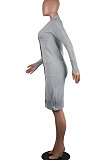 Grey Fashion Wholesale Long Sleeve Single-Breasted Sweater Cardigan  Coat SY8827-2
