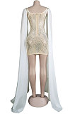 Silver Women Hot Drilling Perspectivity High Waist Bodycon Mini Dress K2203-2
