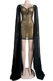 Golden Women Hot Drilling Perspectivity High Waist Bodycon Mini Dress K2203-1