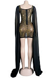 Golden Women Hot Drilling Perspectivity High Waist Bodycon Mini Dress K2203-1