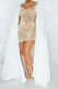Apricot Women Hot Drilling Perspectivity High Waist Bodycon Mini Dress K2203-3