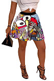 Yellow Women Fashion Printing Ruffle Skirts BM7145-3