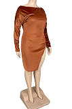 Orange Big Yrads Irregularity Velvet Long Sleeve Zipper Fat Women Tops HY007-1