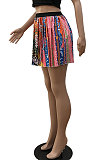 Blue Women Fashion Printing Ruffle Skirts BM7145-2