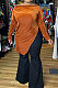 Orange Big Yrads Irregularity Velvet Long Sleeve Zipper Fat Women Tops HY007-1
