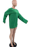 Green Modest Casual Zipper Spliced Sleeve Backless Hollow Out Solid Color T-Shirts SXS6070