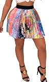 Red Blue Women Fashion Printing Ruffle Skirts BM7145-5