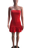 Red Sexy Backless Solid Bodycon Stralpless Mini Dress SY6235-3