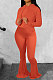 Orange Wholesale Cotton Blend Long Sleeve Hoodie Flare Pants Slim Fitting Solid Color Sets YYF8249-6