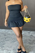 Black Sexy Backless Solid Bodycon Stralpless Mini Dress SY6235-4
