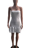 White Sexy Backless Solid Bodycon Stralpless Mini Dress SY6235-1