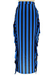 White Euramerican Women Stripe Printing Tassel Pencil Skirts AL188-1