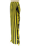 Yellow Euramerican Women Stripe Printing Tassel Pencil Skirts AL188-5