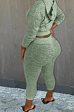 Light Green Whoelsale Sport Long Sleeve Hoodie Sweat Pants Solid Color Casual Sets X9327-2