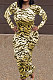 Yellow Women Round Collar Long Sleeve Printing Tight Sexy Loose Waist Long Dress KZ2142-2