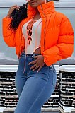 Orange Women Long Sleeve Cardigan Zipper Solid Color Keep Warm Down Jacket KZ2141-1