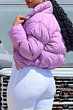 Pink Women Long Sleeve Cardigan Zipper Solid Color Keep Warm Down Jacket KZ2141-2