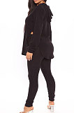 Pink Cotton Blend Casual Long Sleeve Slit Hoodie Pencil Pants Slim Fitting Sets HH8942-2
