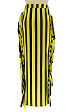 Apricot Euramerican Women Stripe Printing Tassel Pencil Skirts AL188-3
