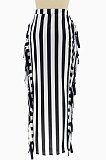 White Euramerican Women Stripe Printing Tassel Pencil Skirts AL188-1