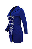 Black Modest Wholesale Long Sleeve Lapel Neck Bandage Suits Jacket Dress HH8986-1