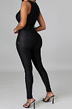 Black Trendy Sexy Printing Sleeveless Hollow Out Tight Skinny Mid Waist Bodycon Jumpsuits CCY9236-2