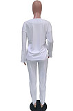 White Simple Wholesale Long Sleeve Round Neck T-Shirts Trousers Solid Color Sets BBN202-2