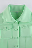 Green Women Stand Collar High Waist Warm Solid Mini Dress HLR19374