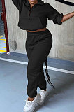 Rose Red Autumn Winter Long Sleeve Zip Front Jumper Mid Waist Ankle Banded Pants Sport Sets TC089-2