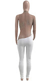 White Woemn Autumn Winter Sexy Coloured Diamond Perspectivity Bling Bling Bodycon Jumpsuits Q966-1