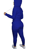 Khaki Euramerican Women Pure Color Skinny Drawstring Cradigan Hooded Fleece Bodycon Pants Sets XQ1152-6