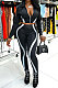 Black Women Trendy Casual Long Sleeve Cardigan Zipper Dew Waist Sport Pants Sets BYQ1032